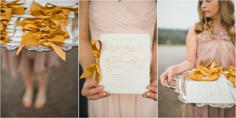 Wedding programs with golden yellow ribbon by Spindle Photography